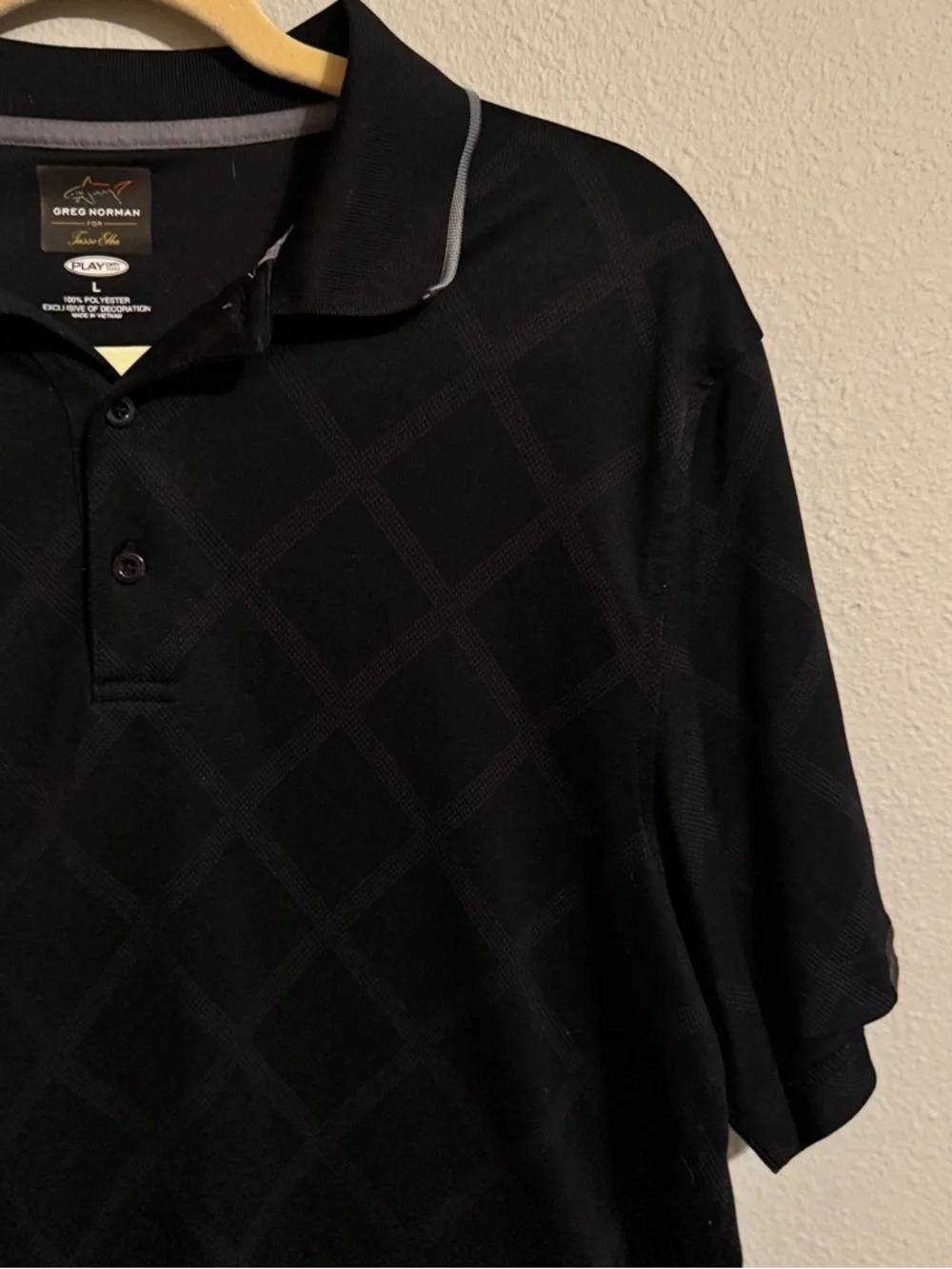 Greg Norman for Tasso Elba Play Dry Golf Polo Black Diamond L